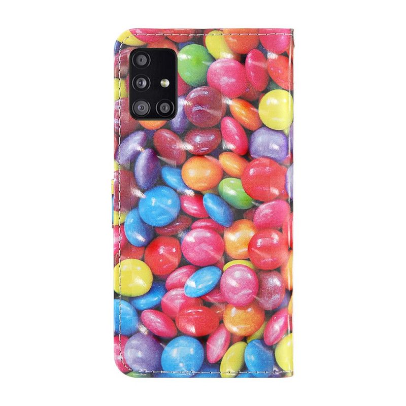 Flip Case Samsung Galaxy A51 5G Kevyt Täpläkarkki Hihnalla