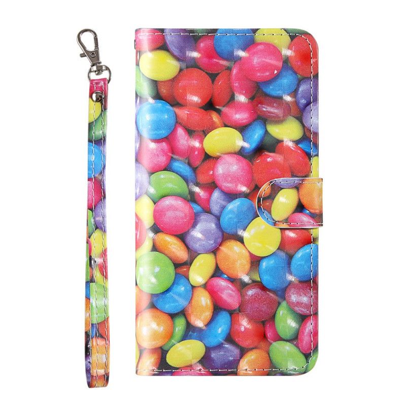 Flip Case Samsung Galaxy A51 5G Kevyt Täpläkarkki Hihnalla