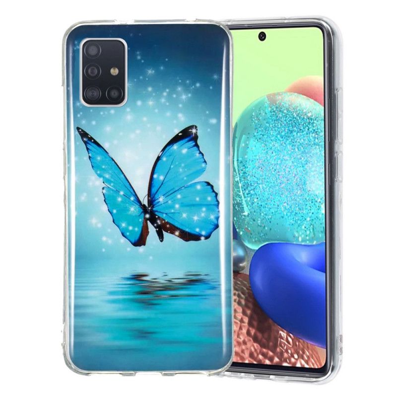 Kuori Samsung Galaxy A51 5G Fluoresoiva Sininen Perhonen Suojakuori