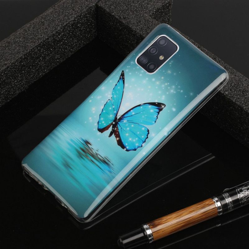 Kuori Samsung Galaxy A51 5G Fluoresoiva Sininen Perhonen Suojakuori