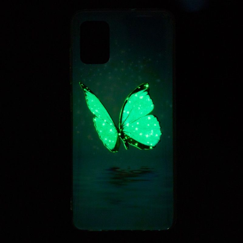 Kuori Samsung Galaxy A51 5G Fluoresoiva Sininen Perhonen Suojakuori