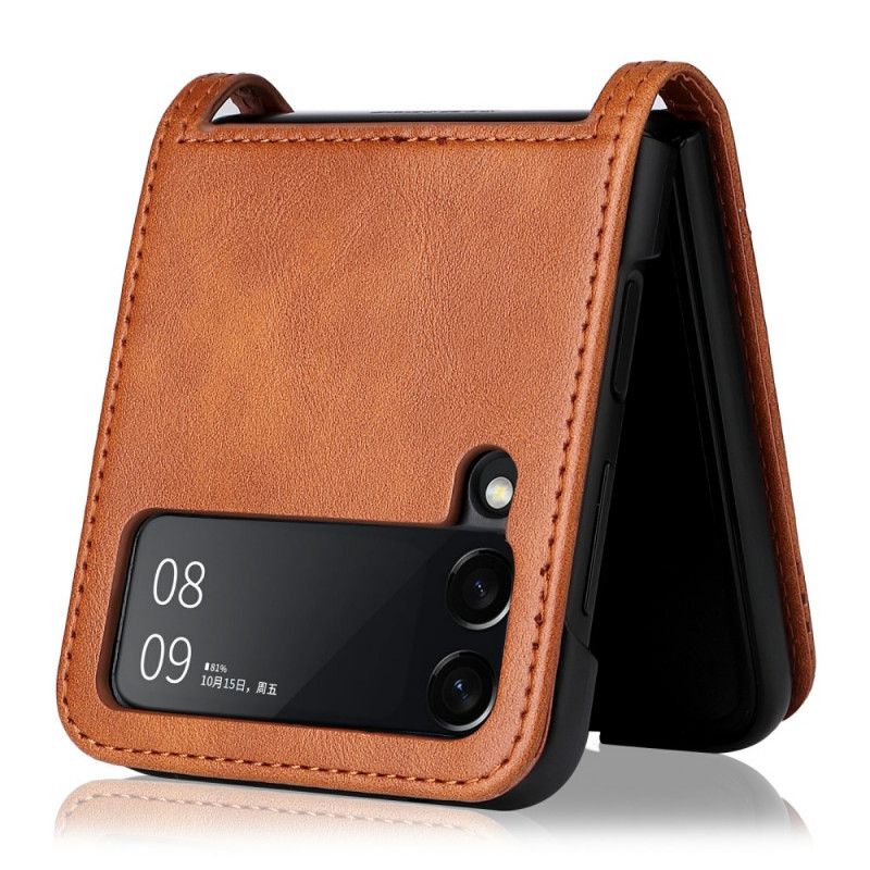 Kuori Samsung Galaxy Z Flip 3 5g Vintage Leather Style Korttikotelo Suojakuori