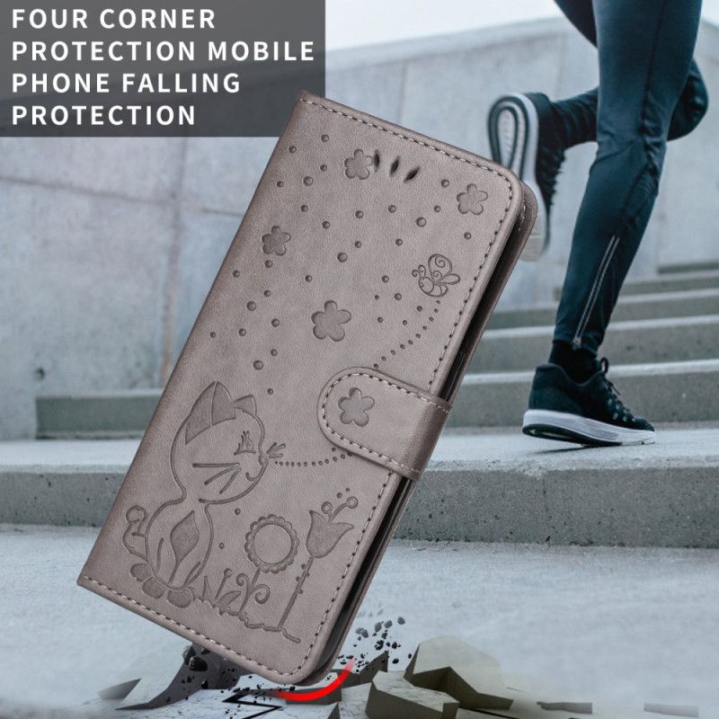 Kotelot Xiaomi Redmi Note 15 Pro Plus 5g Kissa Ja Mehiläinen -kuvio Suojakuori