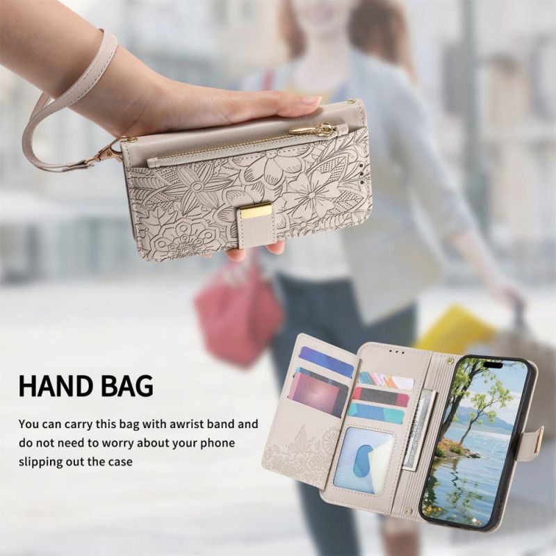 Kotelot Xiaomi Redmi Note 15 Pro Plus 5g Puhelinkuoret Kukkakuvio Ja Vetoketjullinen Tasku