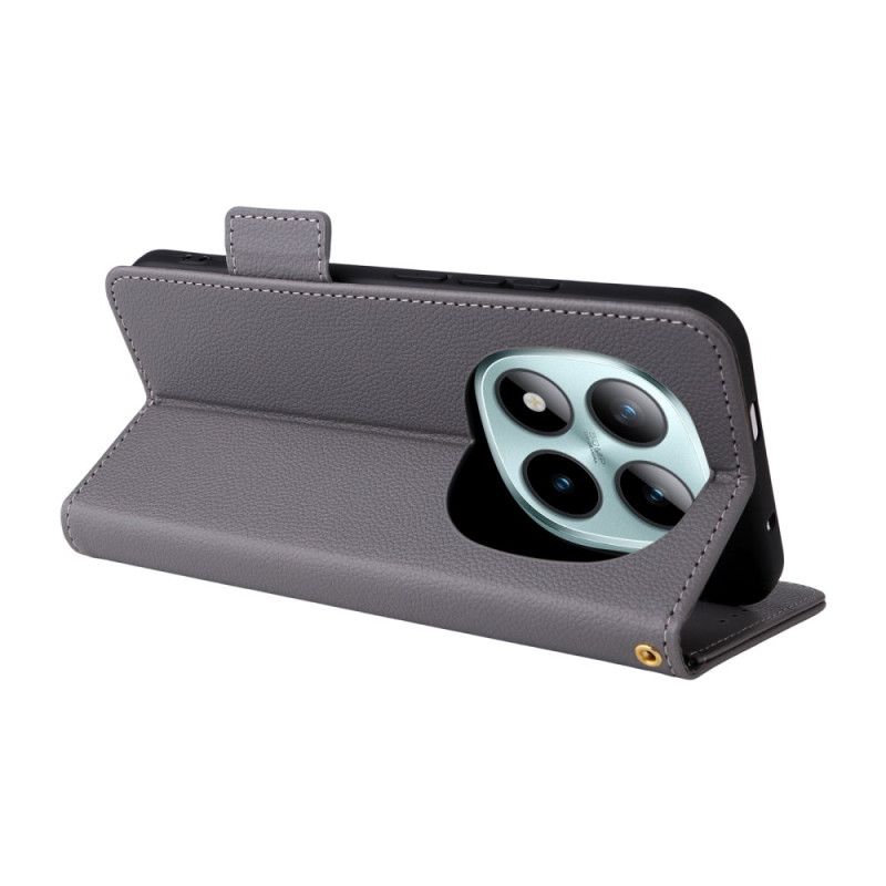 Nahkakotelo Xiaomi Redmi Note 15 Pro Plus 5g Litsi-keinonahka Hihnalla