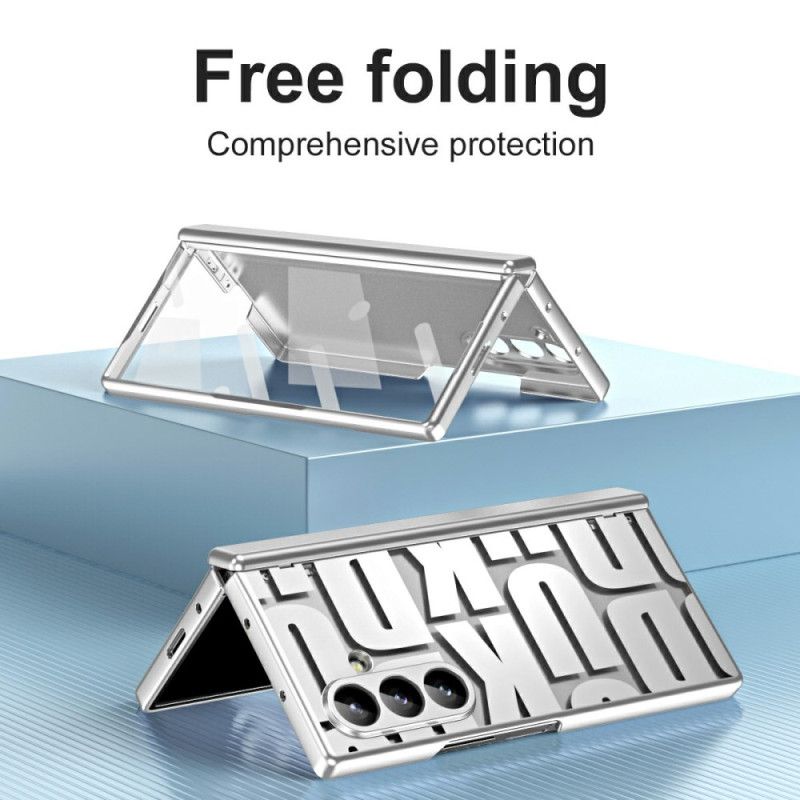 Kuori Samsung Galaxy Z Fold 7 Kirjainmuotoilu Karkaistusta Lasista Valmistetulla Näytönsuojalla