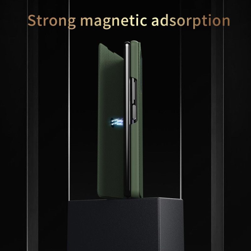 Kuori Samsung Galaxy Z Fold 7 Nahkaefekti Integroidulla Jalustalla