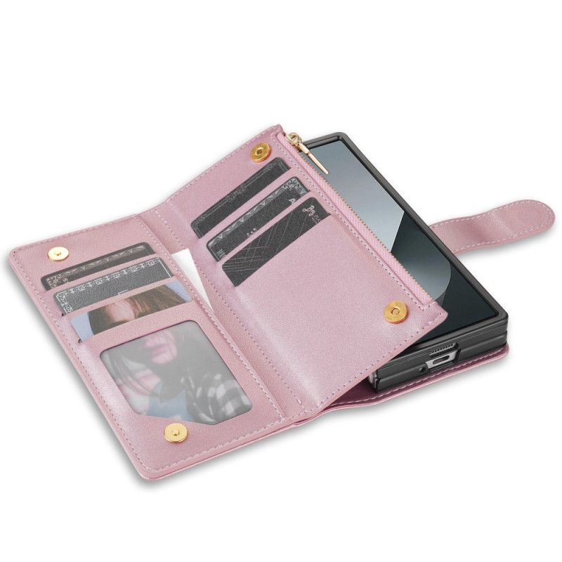 Nahkakotelo Samsung Galaxy Z Fold 7 Pehmustettu Olkahihnalla Ja Kaulanauhalla