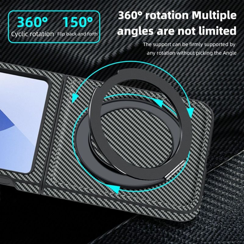 Kuori Samsung Galaxy Z Flip 7 Fe Magneettinen Hiilikuitu Ja Jalusta