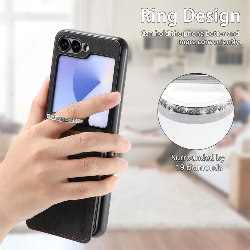 Kuori Samsung Galaxy Z Flip 7 Fe Mokkanahkakuvio Korttikotelolla Suojakuori