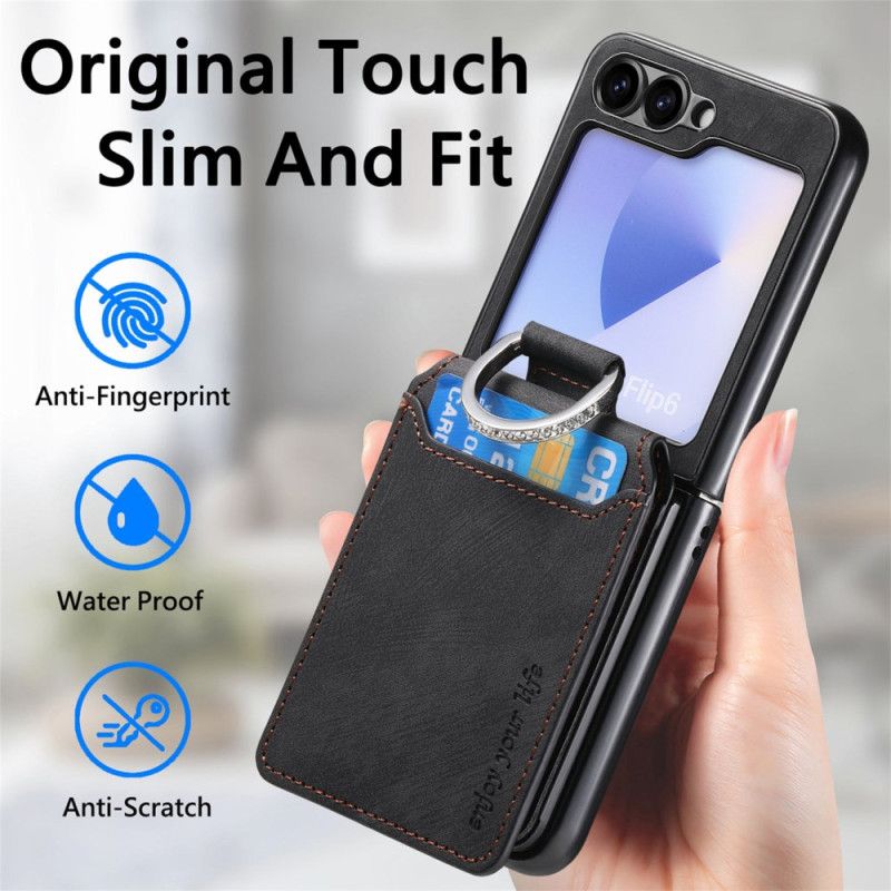 Kuori Samsung Galaxy Z Flip 7 Fe Mokkanahkakuvio Korttikotelolla Suojakuori