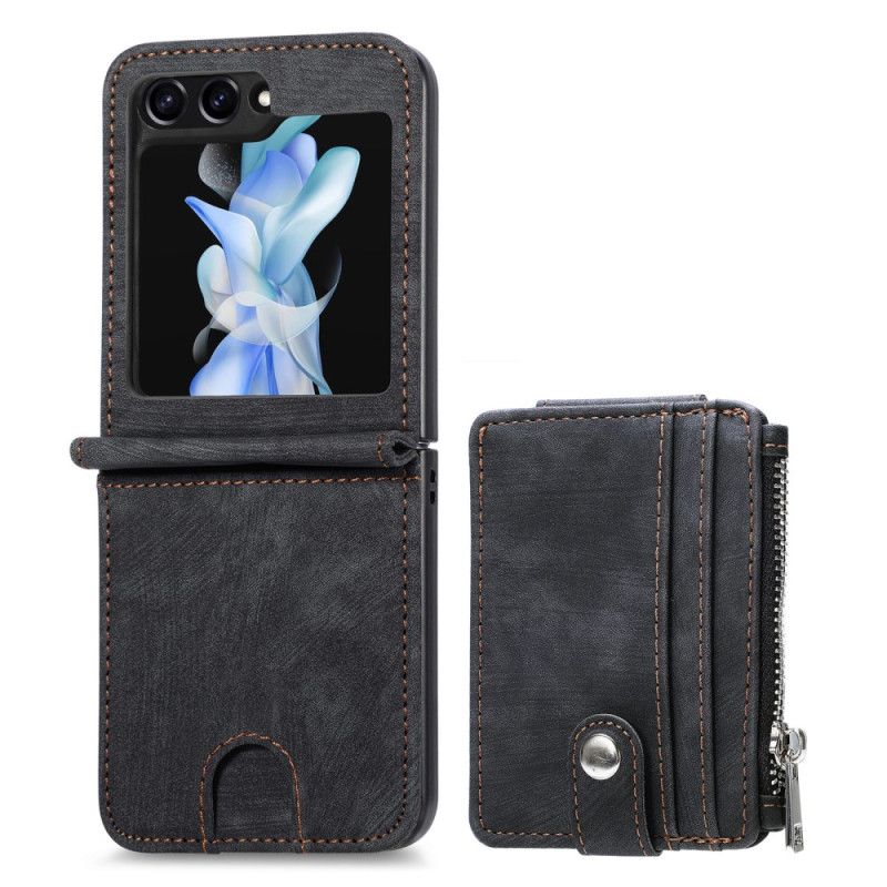 Kuori Samsung Galaxy Z Flip 7 Fe Retro Jalusta Ja Vetoketjullinen Korttipidike
