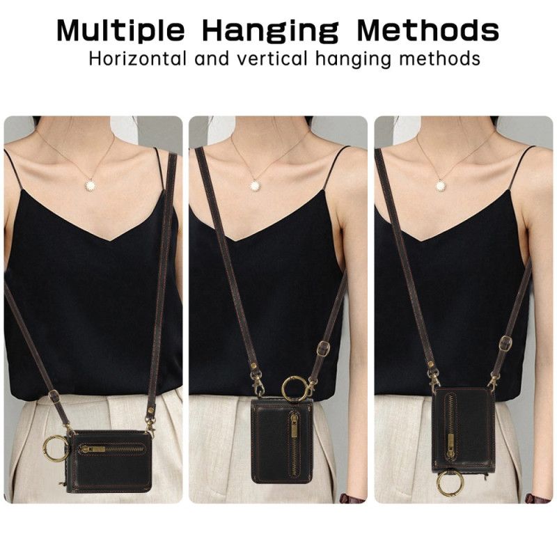 Kuori Samsung Galaxy Z Flip 7 Fe Vetoketjullinen Lompakko Ja Olkahihna Suojakuori