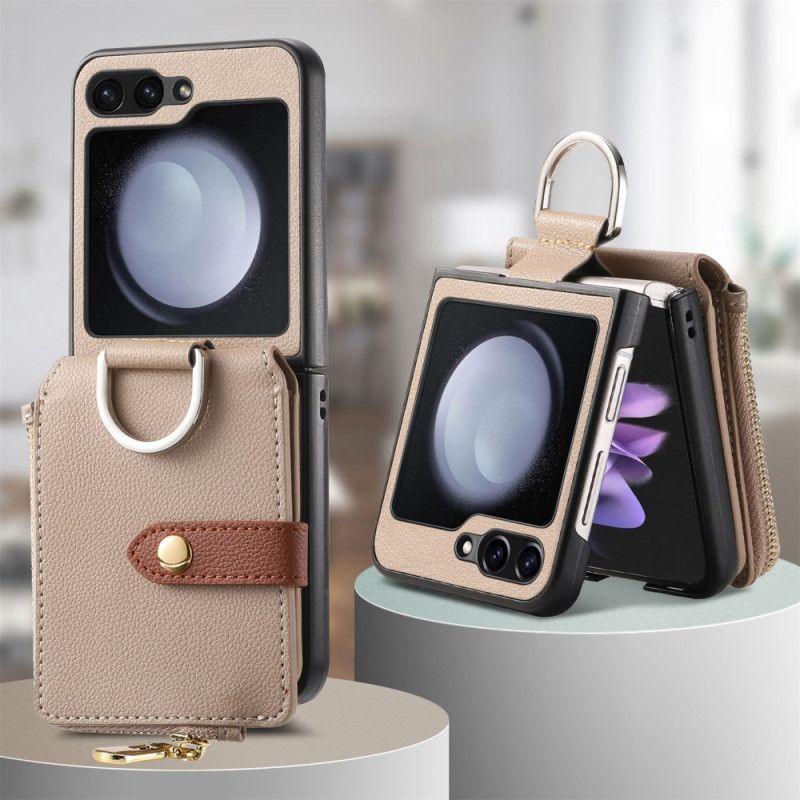 Kuori Samsung Galaxy Z Flip 7 Fe Vetoketjullinen Tasku Ja Sormuspidike Suojakuori