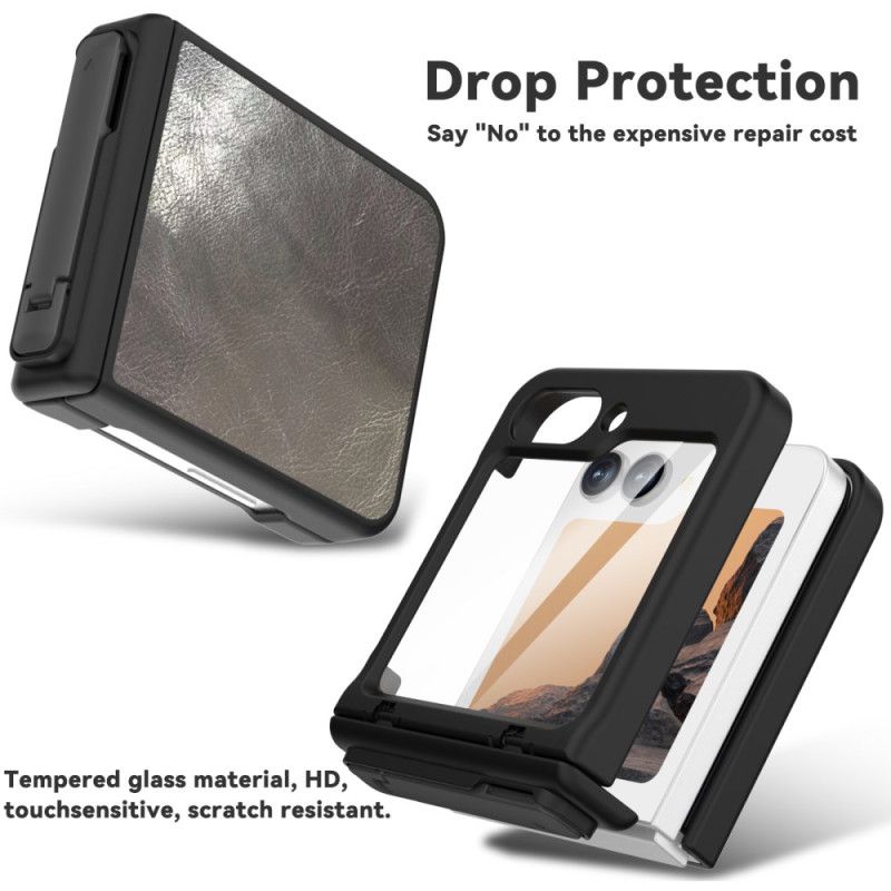 Kuori Samsung Galaxy Z Flip 7 Fe Vintage-nahkajäljitelmäjalusta