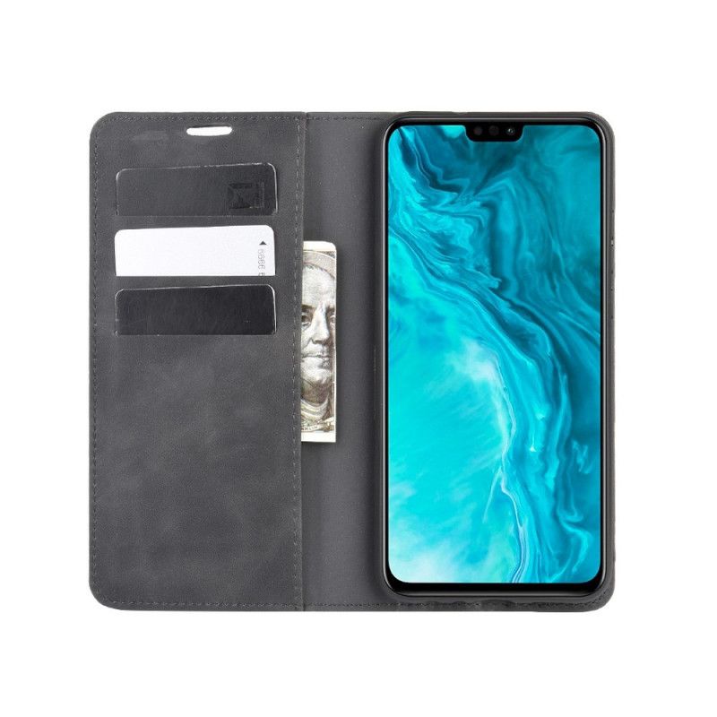 Flip Kotelot Honor 9X Lite Punainen Musta Silkkiä Pehmeää Nahkaa