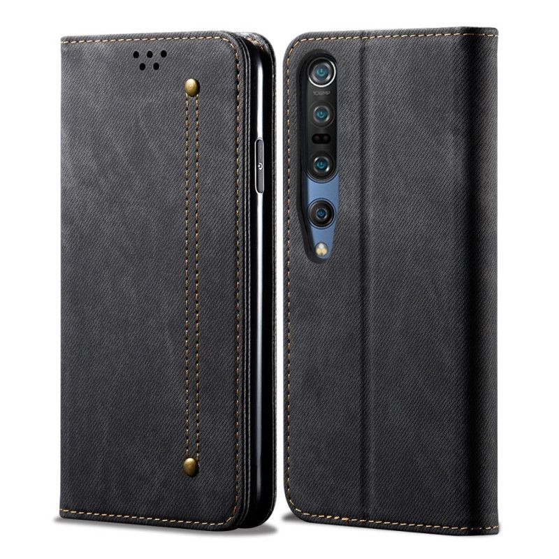 Flip Kotelot Xiaomi Mi 10 / 10 Pro Tummansininen Musta Farkkukangas Suojakuori