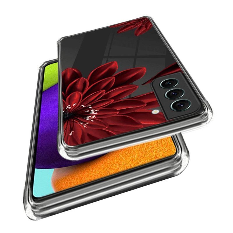 Kuori Samsung Galaxy S24 5g Läpinäkyvä Punainen Kukka