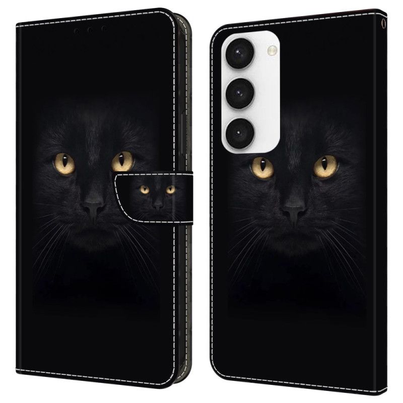 Nahkakotelo Samsung Galaxy S24 5g Mustat Kissansilmät