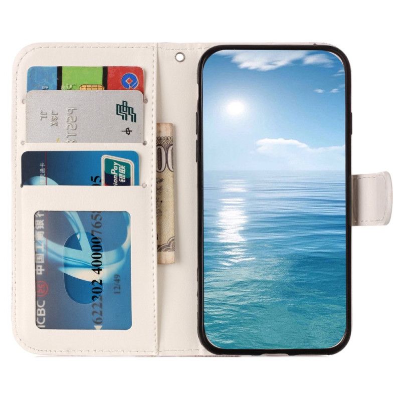Nahkakotelo Samsung Galaxy S24 5g Panda-kuvio Hihnalla