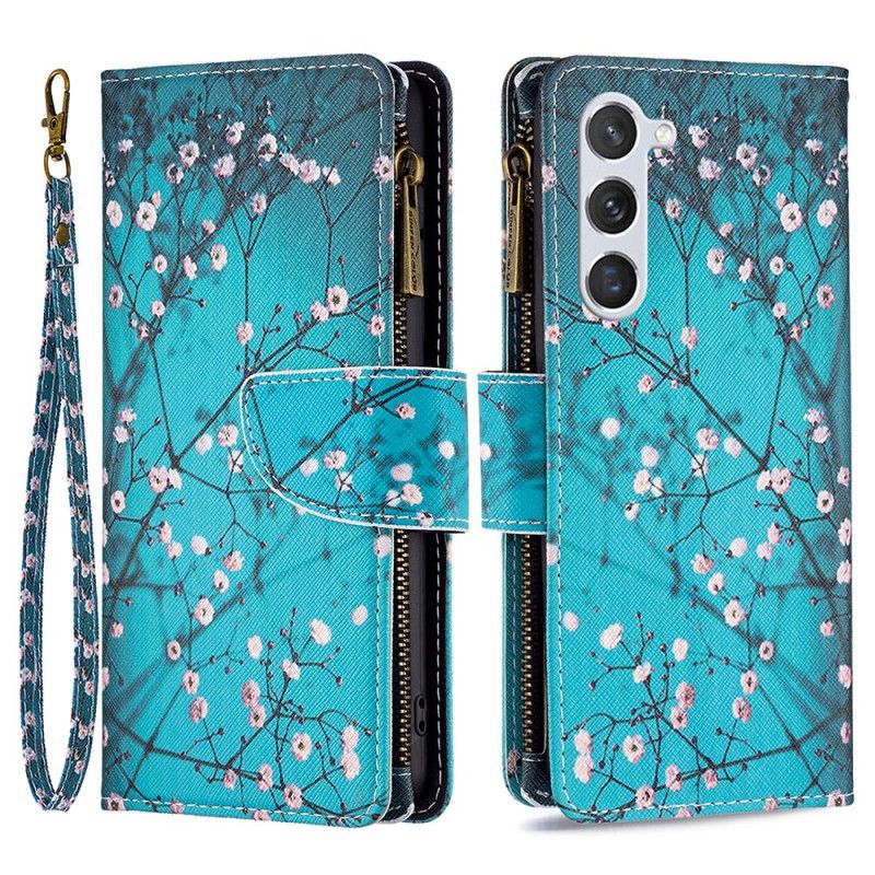 Nahkakotelo Samsung Galaxy S24 5g Plum Blossom Lompakko Hihnalla