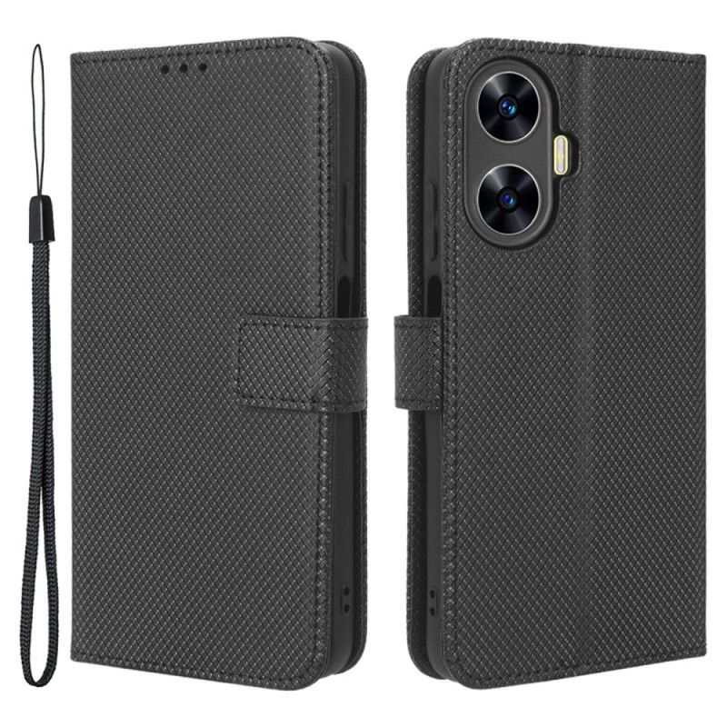 Kotelot Realme C55 Puhelinkuoret Teksturoitu Hihnalompakko