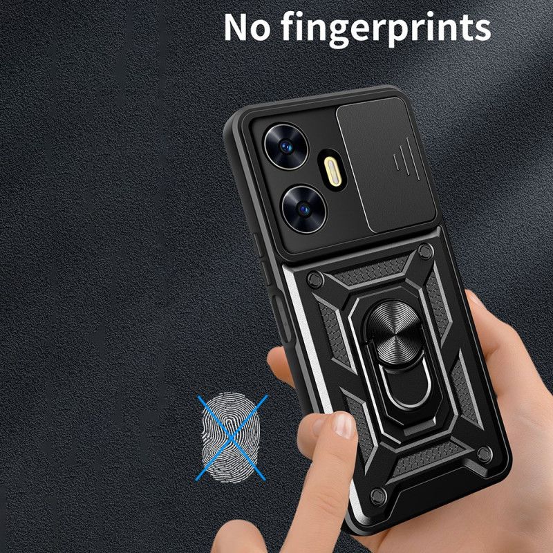 Kuori Realme C55 Sormuspidike Ja Liukuva Linssinsuojus Suojakuori