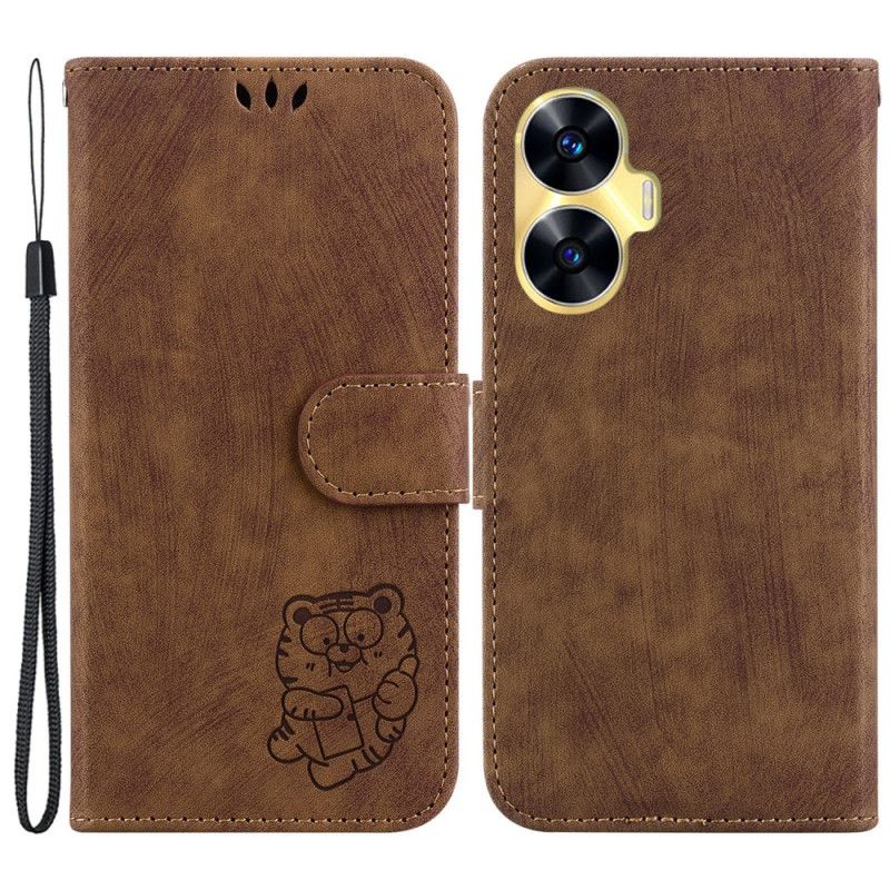 Nahkakotelo Realme C55 Söpö Tiikeri