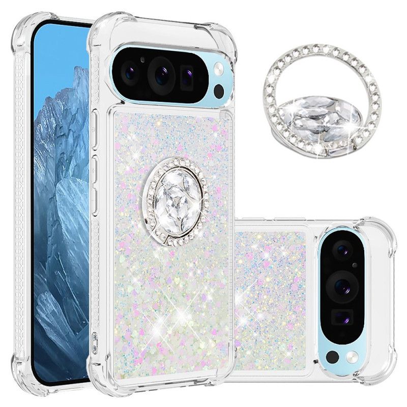 Kuori Google Pixel 9 Pro Glitter Ring -tuki