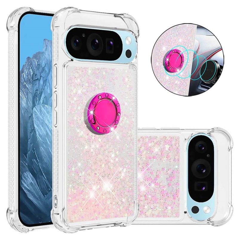 Kuori Google Pixel 9 Pro Glitter Ring -tuki