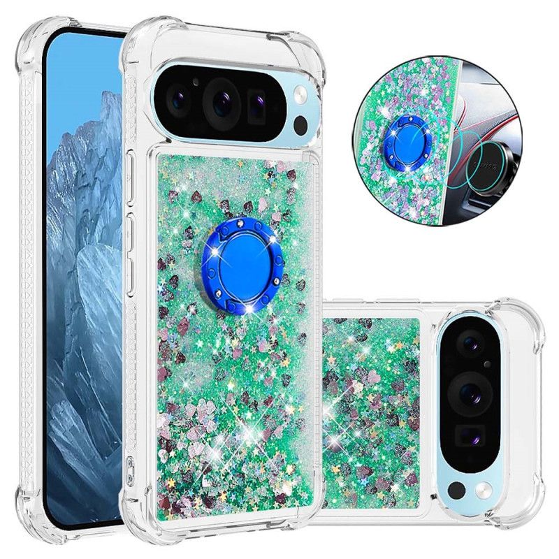 Kuori Google Pixel 9 Pro Glitter Ring -tuki