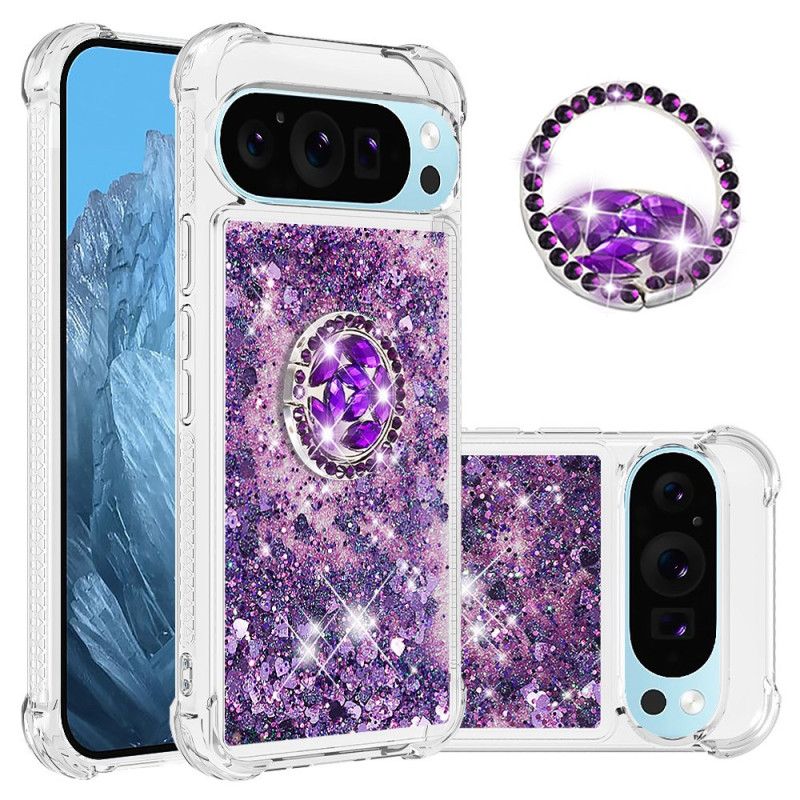 Kuori Google Pixel 9 Pro Glitter Ring -tuki
