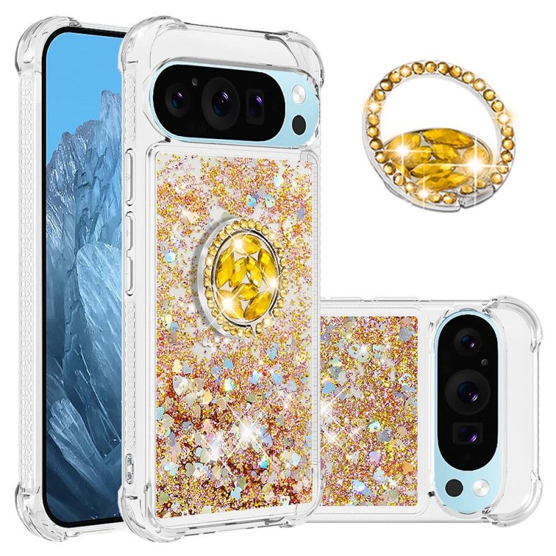 Kuori Google Pixel 9 Pro Glitter Ring -tuki