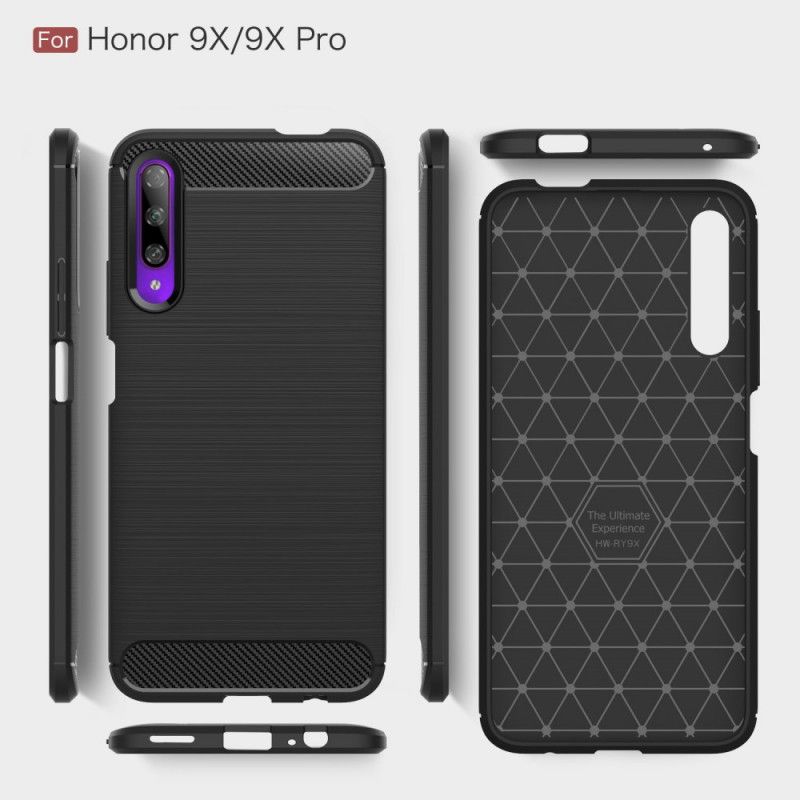 Kuori Honor 9X Pro Punainen Musta Harjattu Hiilikuitu
