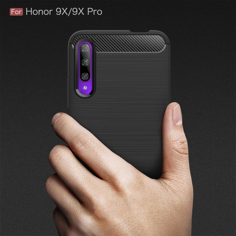 Kuori Honor 9X Pro Punainen Musta Harjattu Hiilikuitu