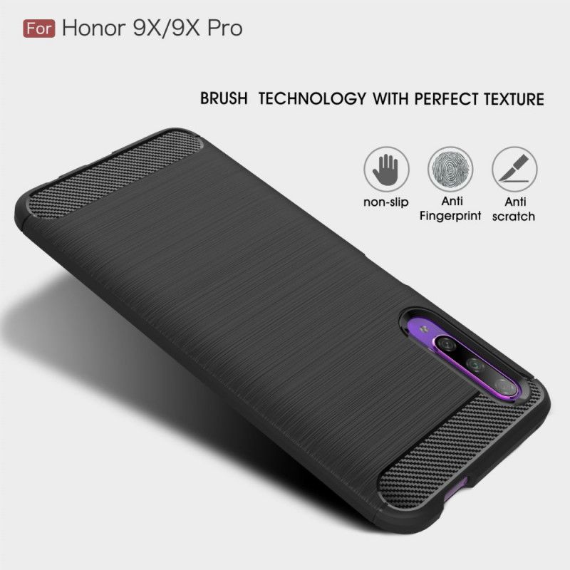 Kuori Honor 9X Pro Punainen Musta Harjattu Hiilikuitu