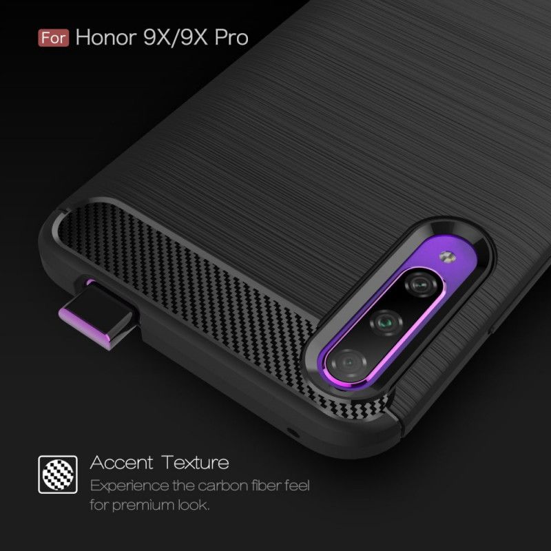 Kuori Honor 9X Pro Punainen Musta Harjattu Hiilikuitu