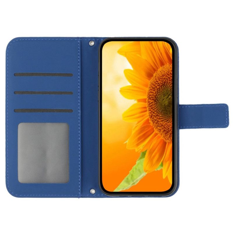 Kotelot Samsung Galaxy M55 5g Auringonkukka Hihnalla