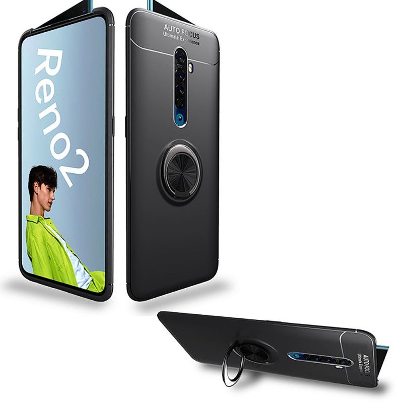 Kuori Oppo Reno 2 Punainen Musta Pyörivä Rengas Suojakuori