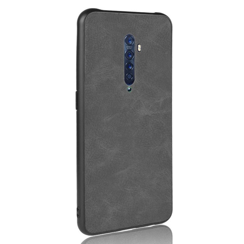 Kuori Oppo Reno 2 Tummansininen Musta Hienostunut Nahkaefekti