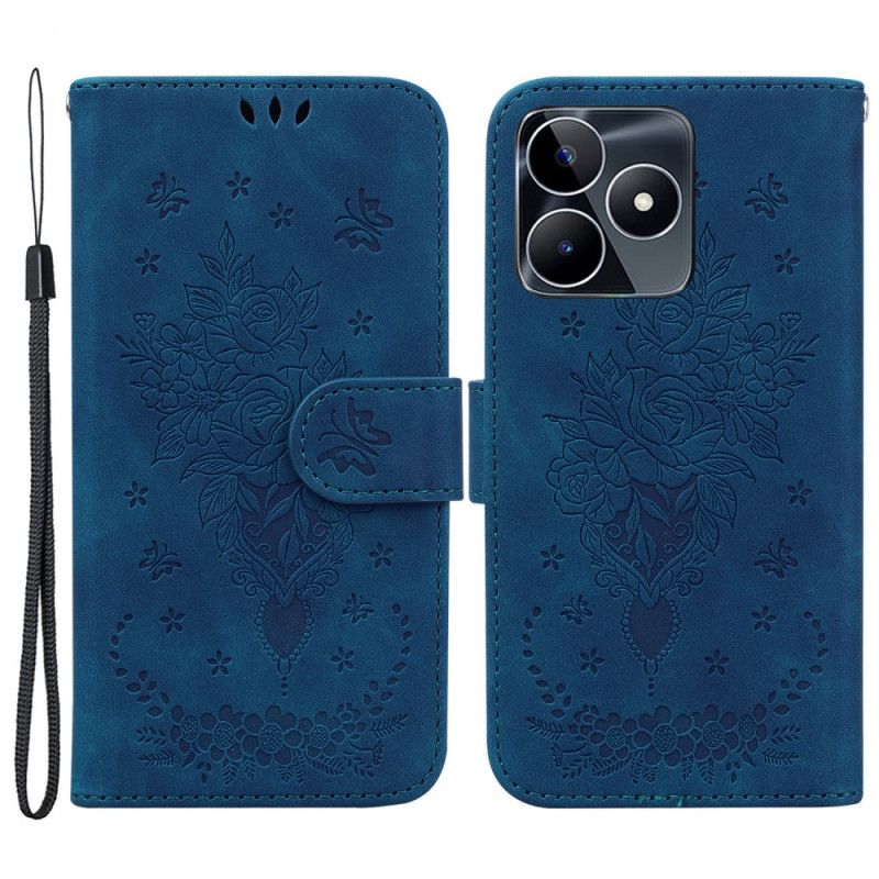 Kotelot Realme C53 Ruusu- Ja Perhoskuvio