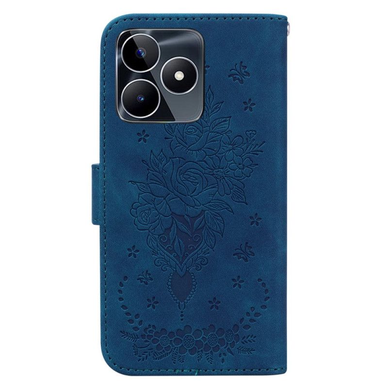 Kotelot Realme C53 Ruusu- Ja Perhoskuvio