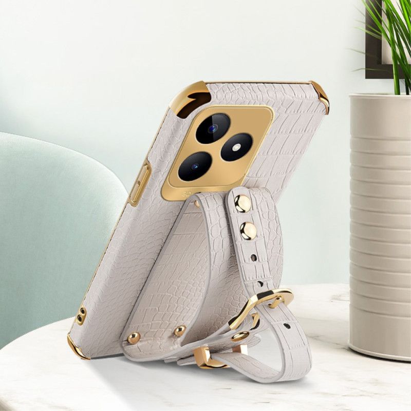 Kuori Realme C53 Krokotiilikuvioinen Rannekkeen Tuki