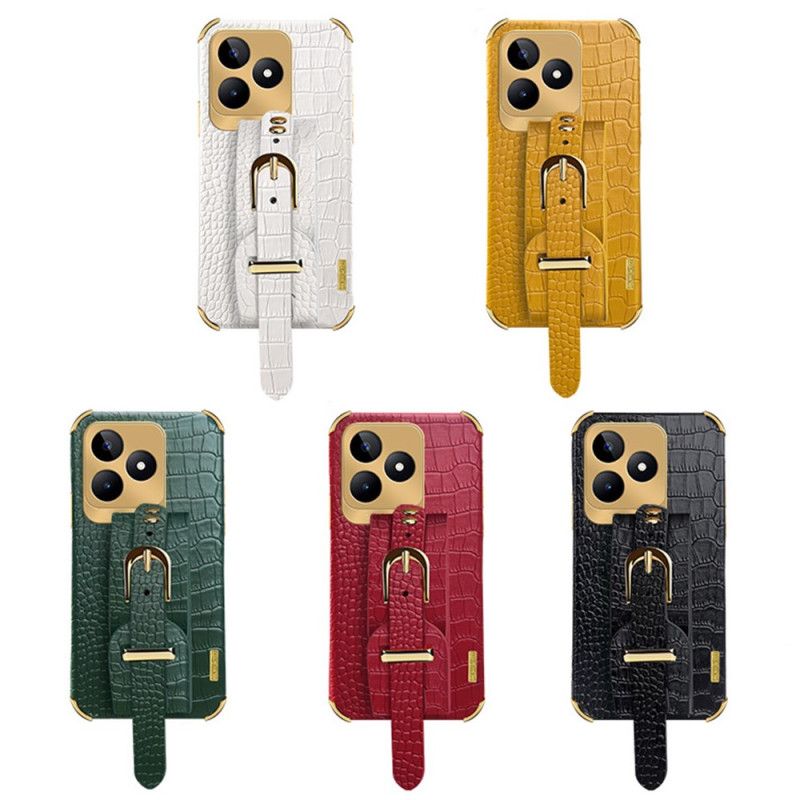 Kuori Realme C53 Krokotiilikuvioinen Rannekkeen Tuki