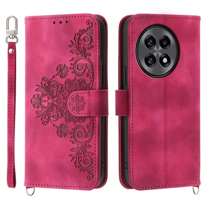 Kotelot Oneplus 13r Mokkanahkainen Pitsikuvio Jossa Hihna Ja Olkahihna Suojakuori