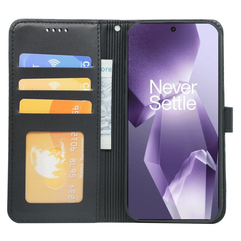 Nahkakotelo Oneplus 13r Tuplakorttikotelollinen Hihnalompakko
