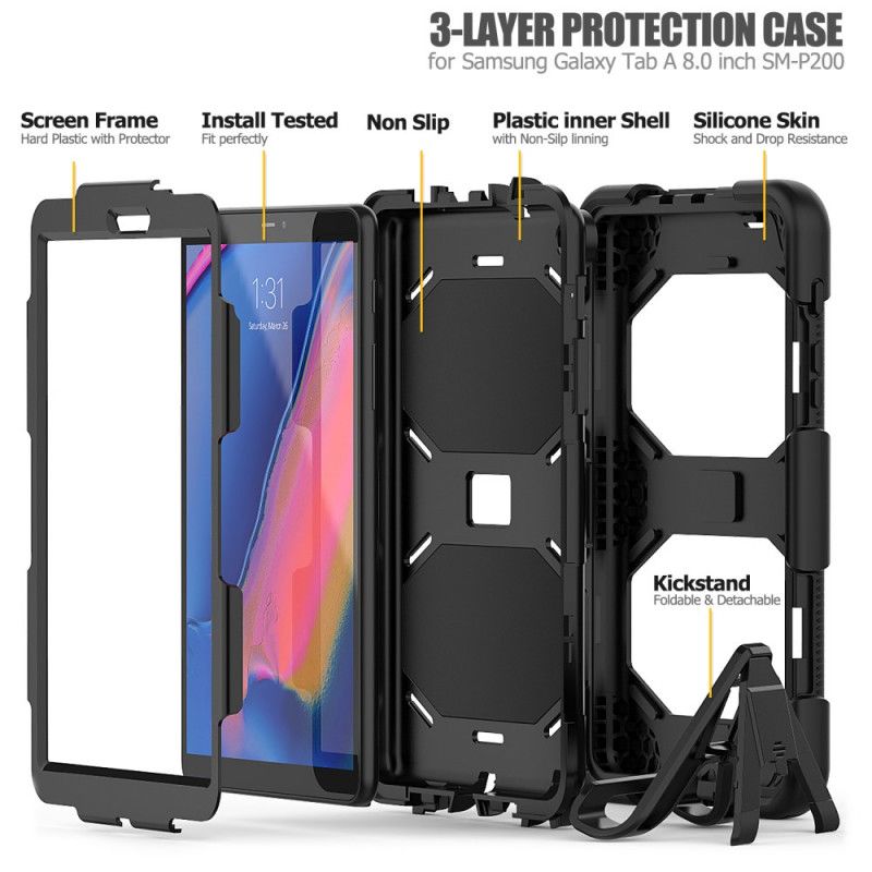 Kuori Samsung Galaxy Tab A 8" (2019) Punainen Musta Kestävä Silikoni Suojakuori