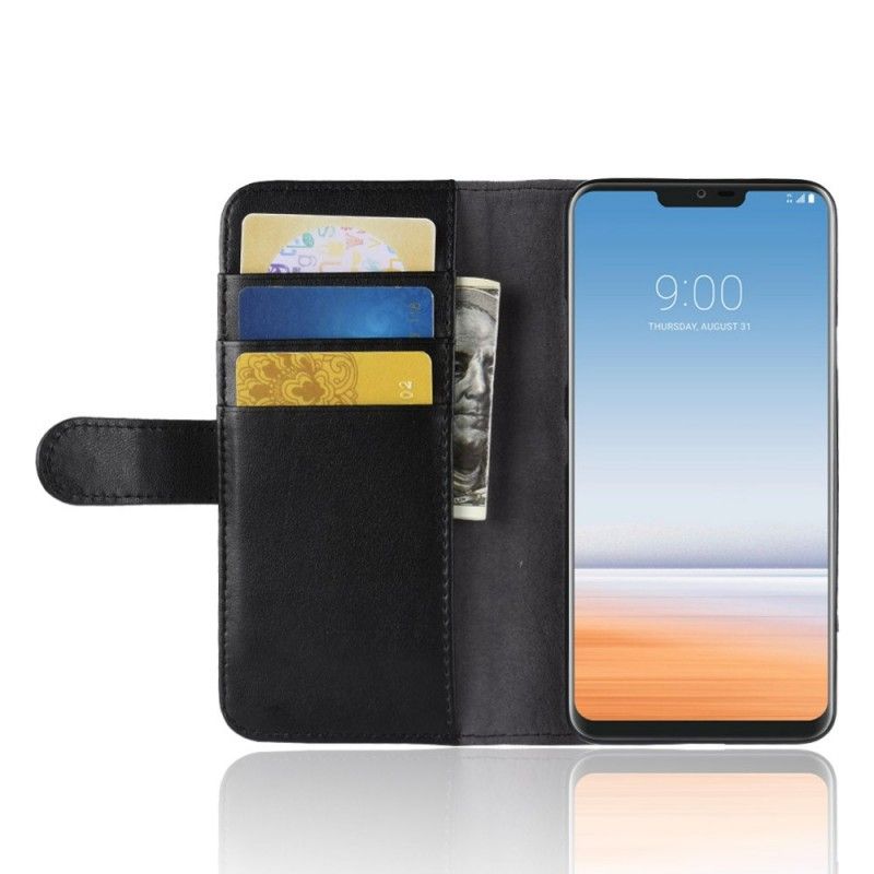 Suojakuori LG G7 ThinQ Ruskea Musta Aitoa Nahkaa