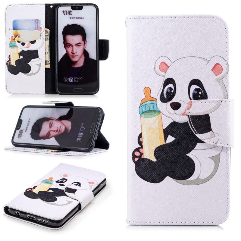 Nahkakotelo Honor 10 Puhelinkuoret Vauvan Panda