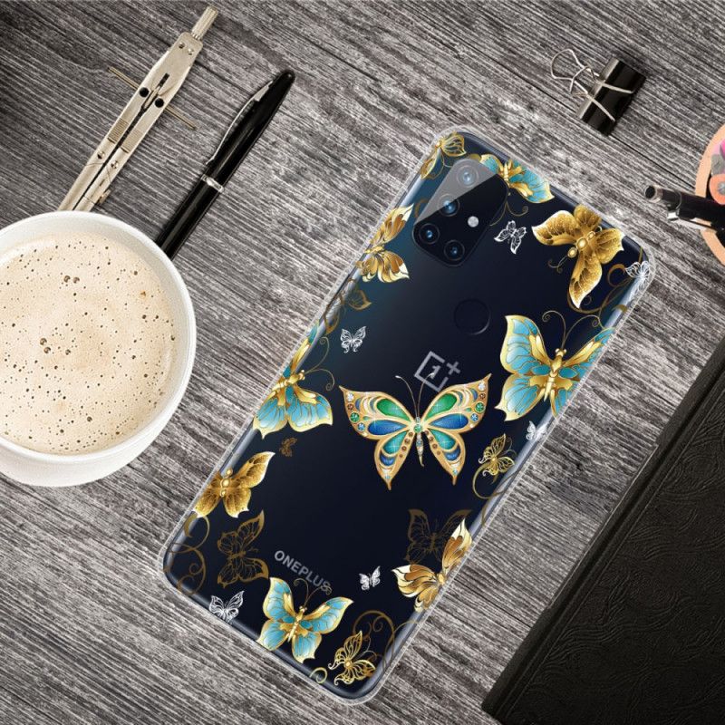Kuori OnePlus Nord N100 Kulta Tummansininen Perhosten Lento Suojakuori